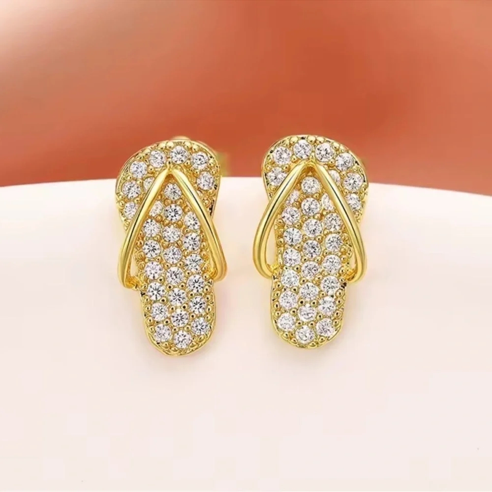 Sandals Gold Crystal Earrings - Picture 4 of 9